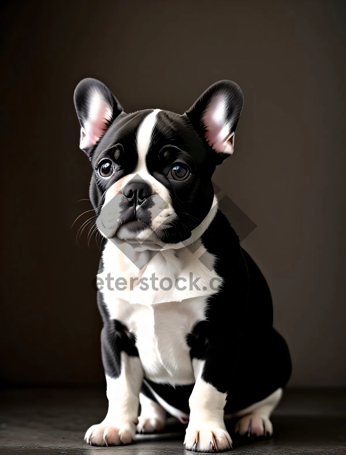 Picture of Playful Terrier - Adorable, Wrinkled Bulldog Puppy Sitting