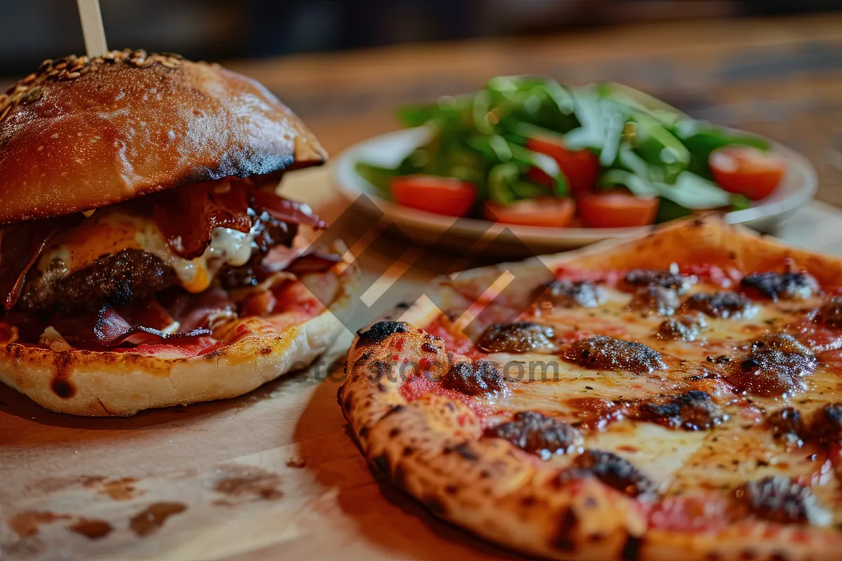 Picture of Gourmet Veggie Pizza with Fresh Tomato and Cheese