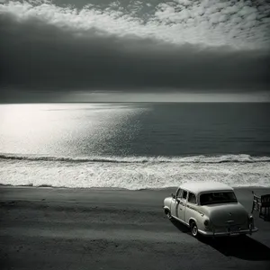 Scenic Coastal Sunset Drive with Speeding Car