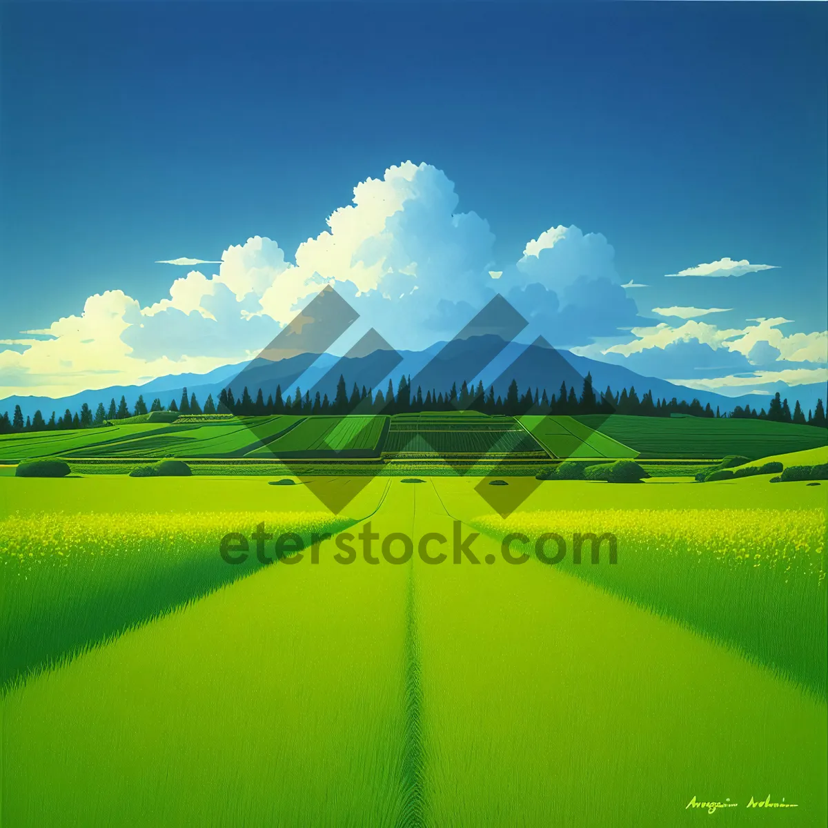 Picture of Idyllic countryside golf course under clear skies.