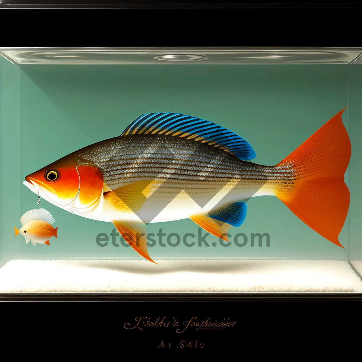 Picture of Vibrant Orange Goldfish Swimming in Aquarium