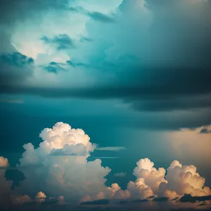 Serene Summer Sky with Fluffy Clouds