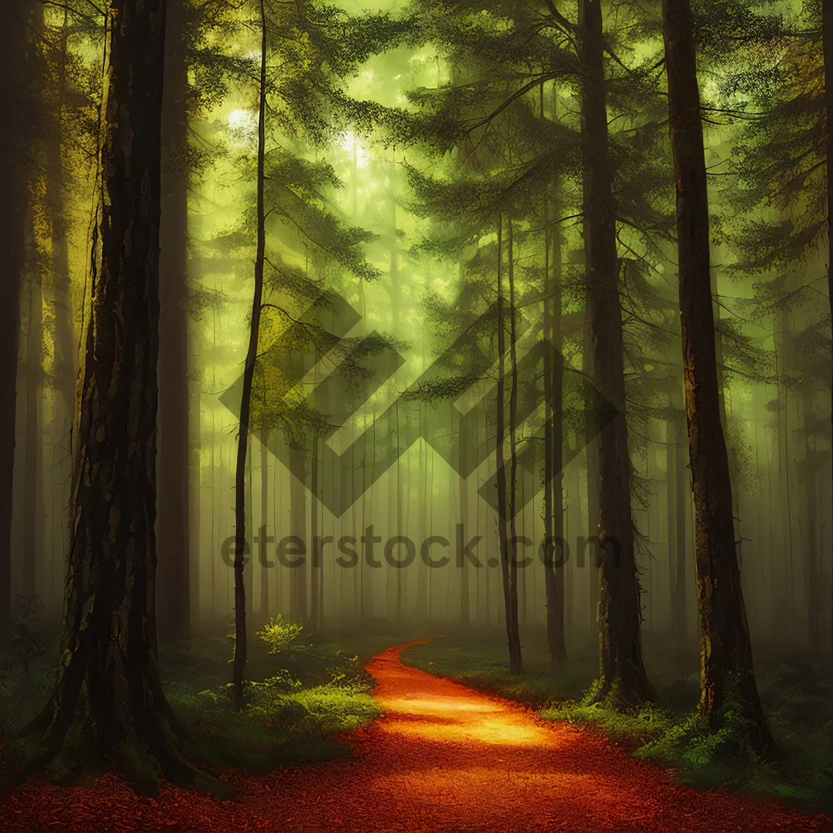 Picture of Misty Woodlands: A Serene Forest Path in Autumn