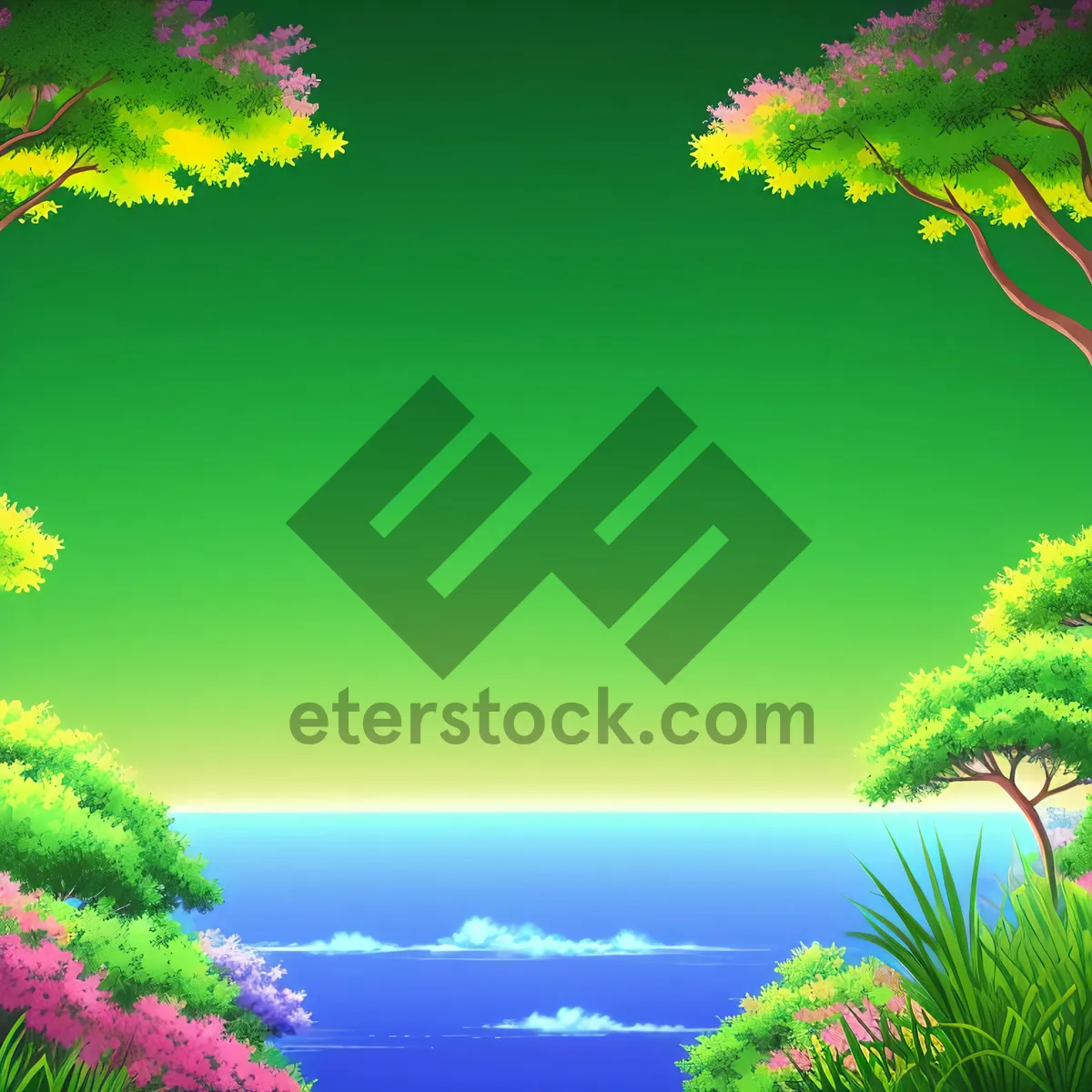Picture of Seasonal Maple Tree in Vibrant Floral Surroundings