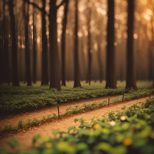 Scenic Woods: Sunlit Barrier in the Park