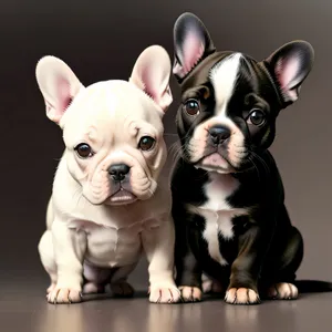 Adorable Studio Portrait of a Charming Wrinkled Bulldog Puppy