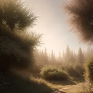 Serene Sunlit Landscape Amongst Majestic Trees