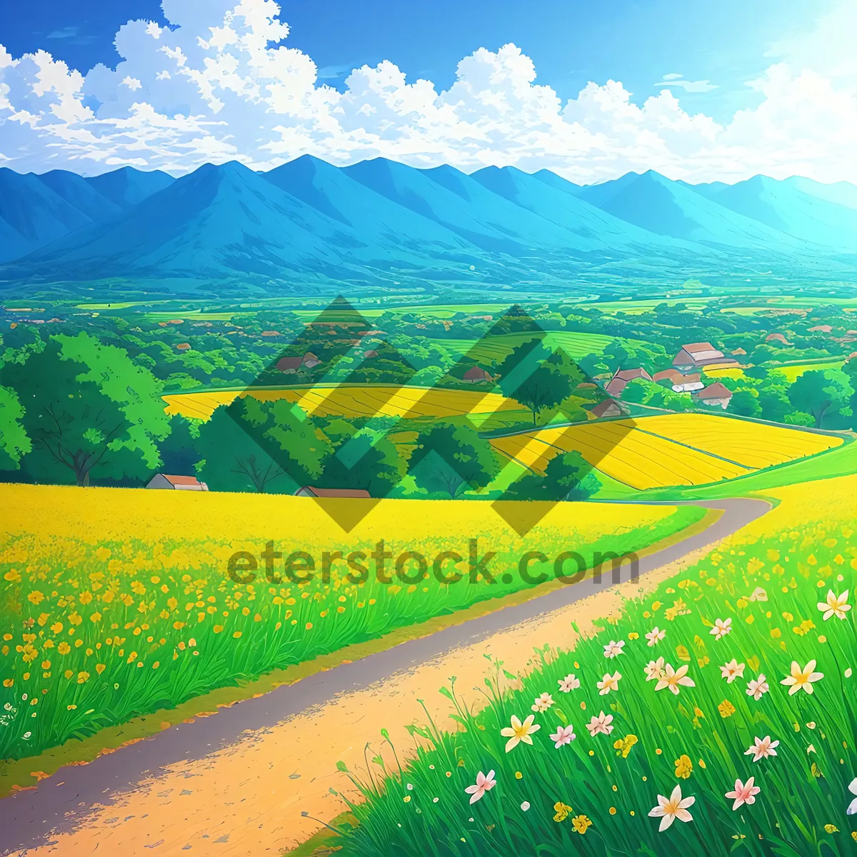 Picture of Idyllic Summer Meadow under Clear Skies