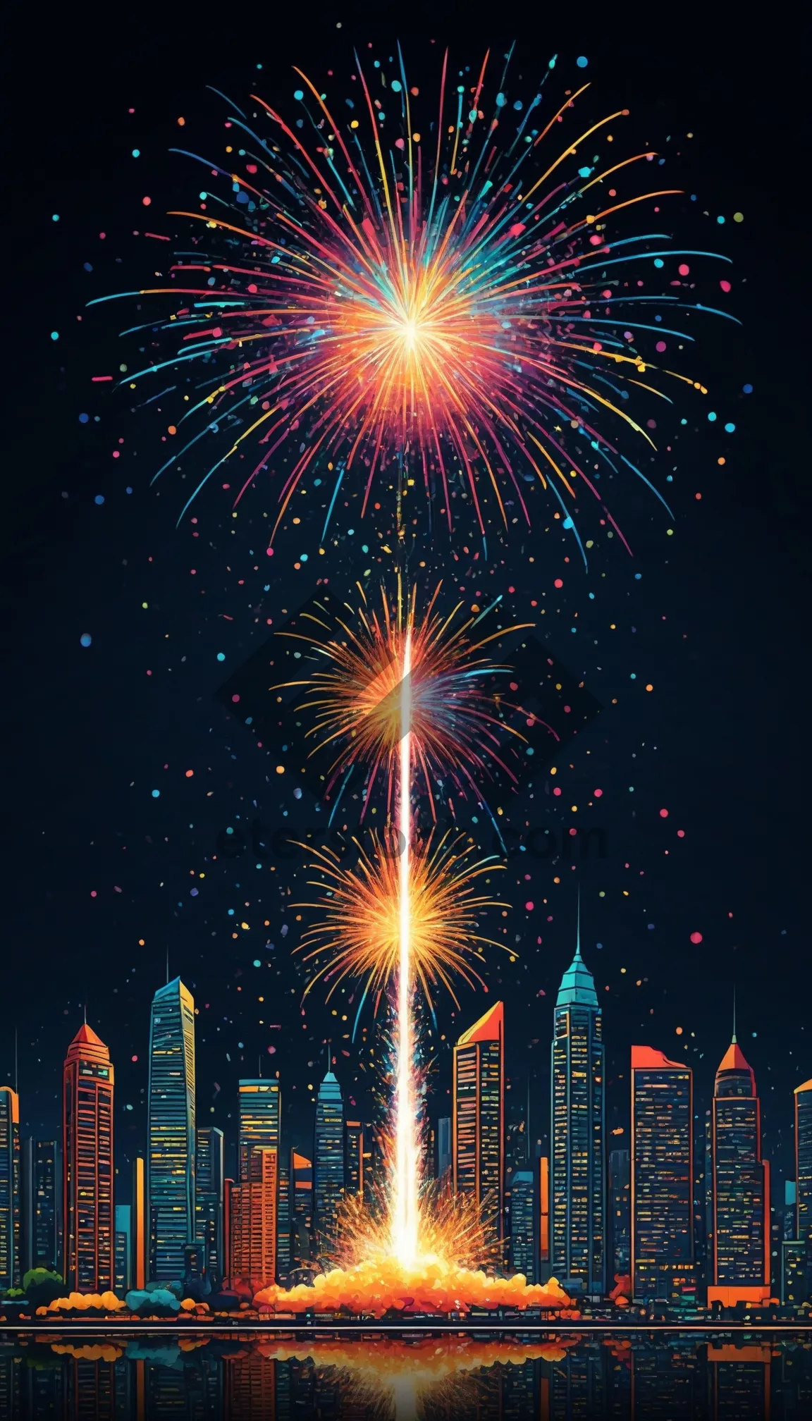 Picture of Colorful Fourth of July Firework Display