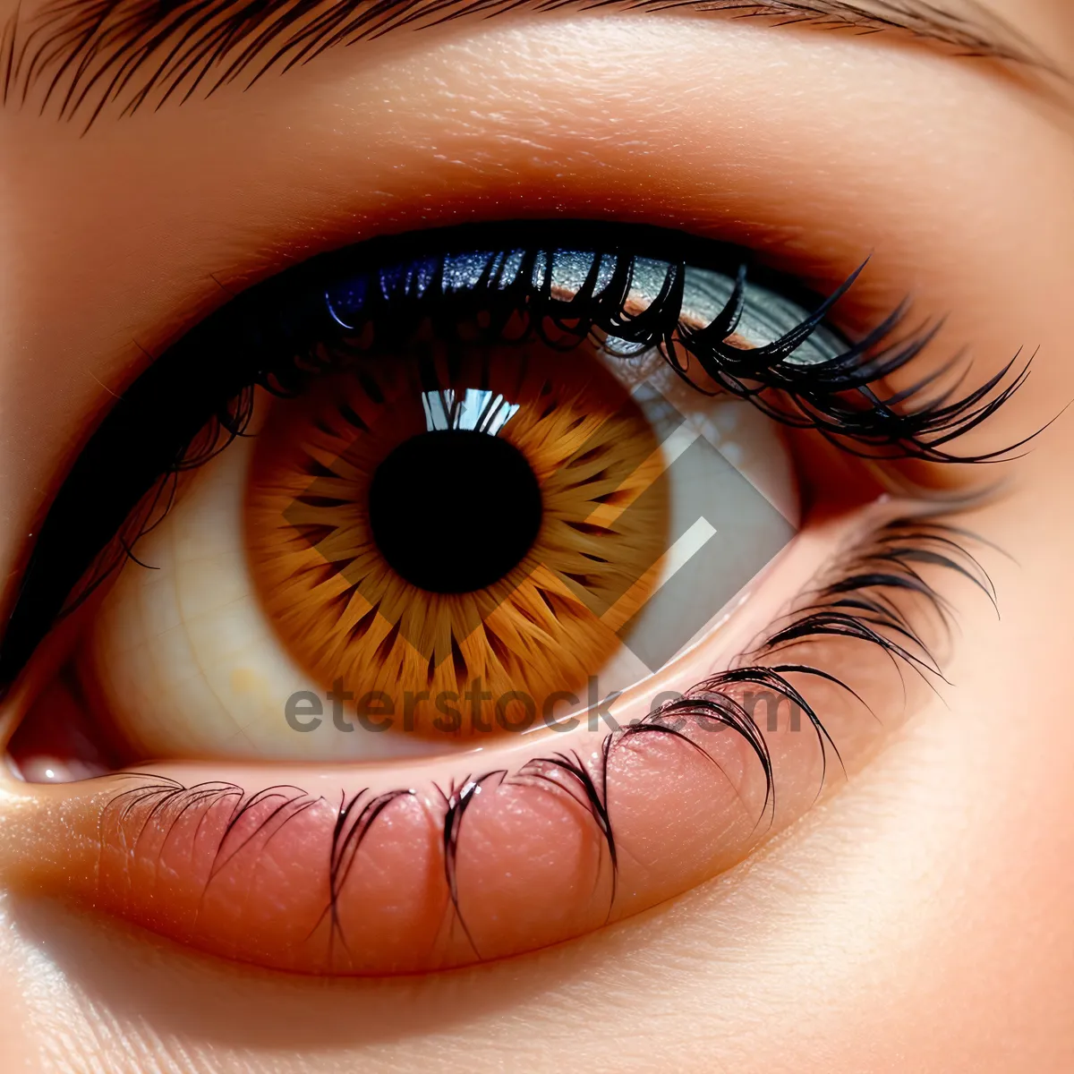 Picture of Vibrant Eyeball with Defined Eyelashes and Makeup