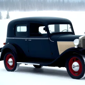 Classic Red Coupe Speeding on Road