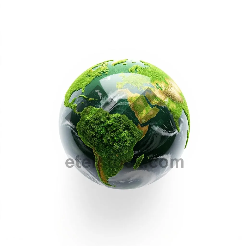 Picture of 3D glass sphere globe on world map