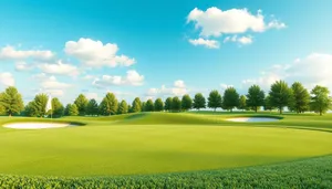 Colorful Summer Landscape with Trees and Clouds