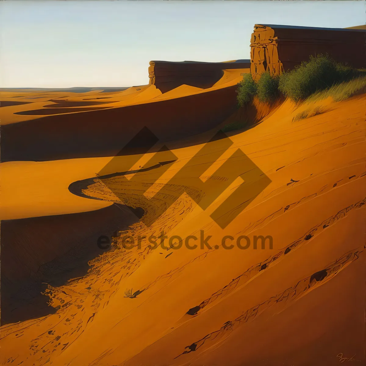 Picture of Moroccan Desert Sunset: Majestic Dunes Embracing Orange Sky