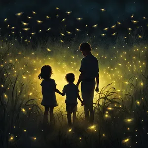 Night Sky Silhouette with Bright Stars Lighting Up Space