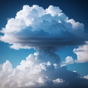 Fluffy Clouds Over Clear Blue Sky