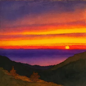 Sunset Over Grand Canyon: Majestic Celestial Landscape