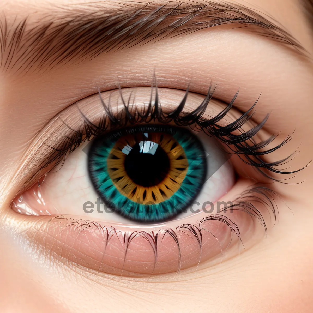 Picture of Vibrant Eyebrow and Eye Makeup Closeup