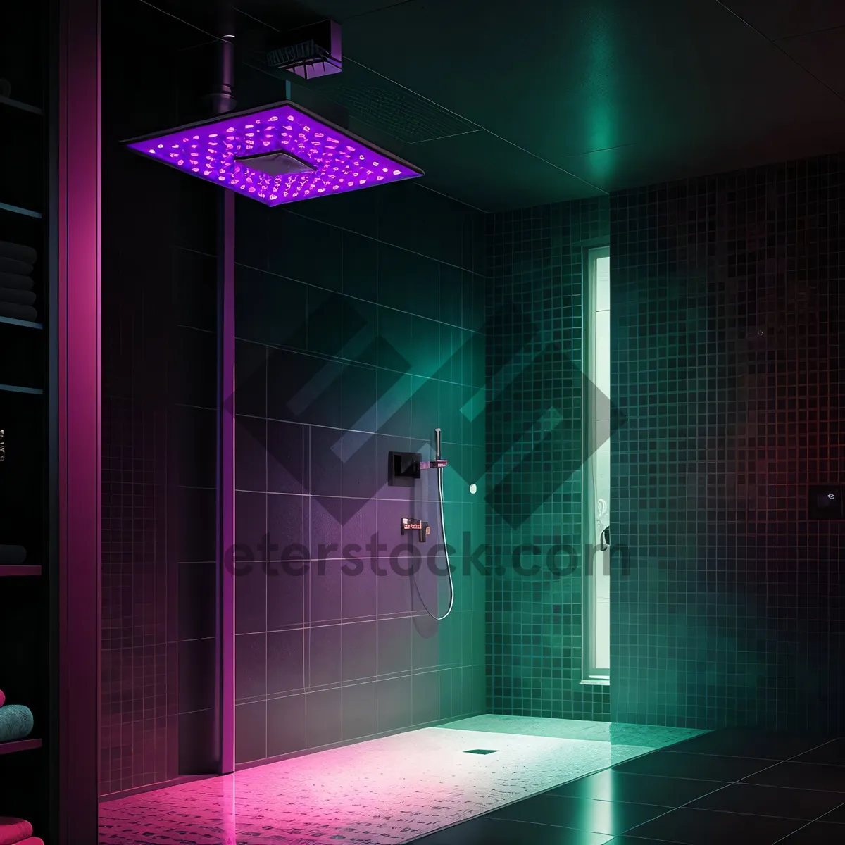 Picture of Futuristic 3D Bathroom with Stylish Lighting