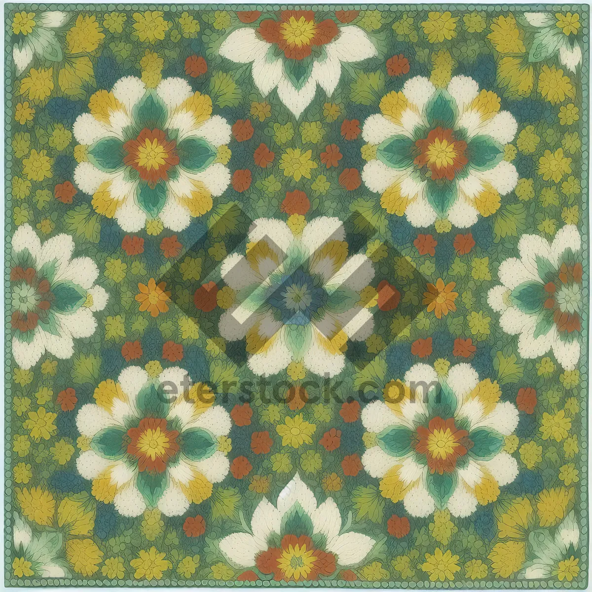 Picture of Colorful Floral Mosaic Design: Vibrant Flower Patterned Tile