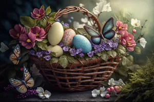 Colorful Easter Egg Basket Decoration.