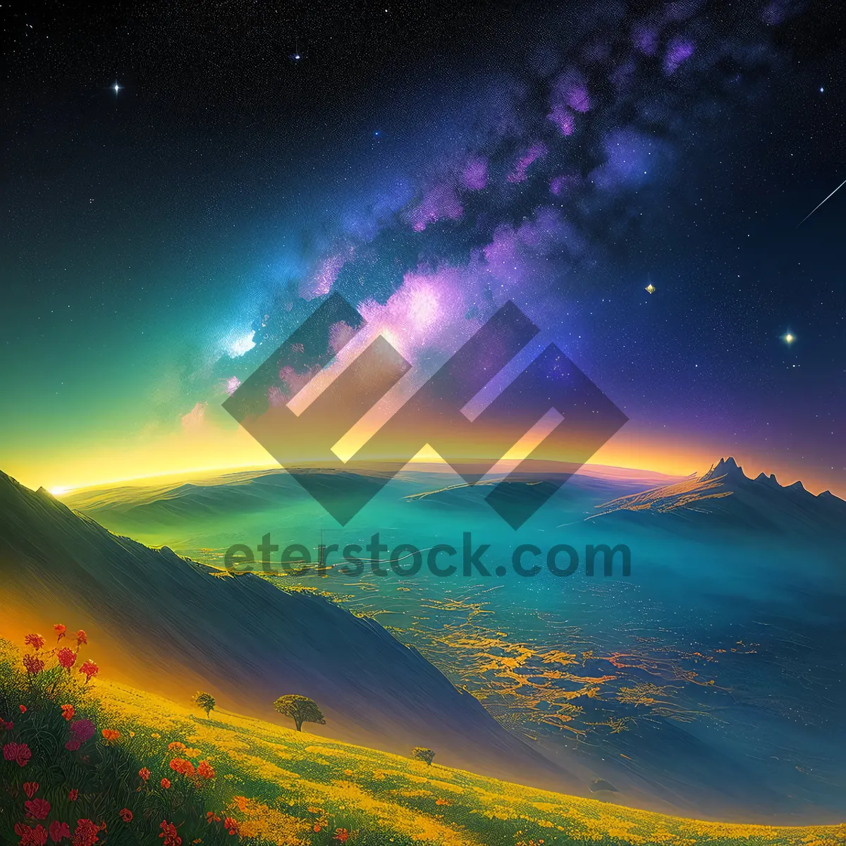 Picture of Galactic Night Sky: Celestial Fantasy Wallpaper