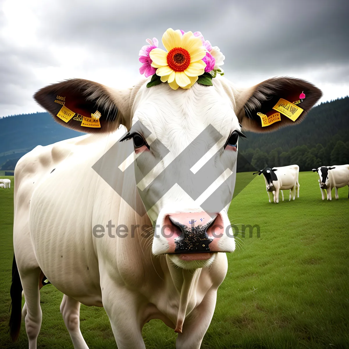 Picture of Serenity in the Meadow: Cattle Grazing Peacefully