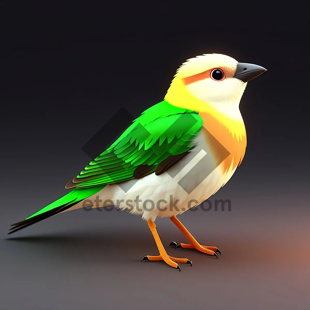 Picture of Yellow Bird in Nature with Cartoon Wings