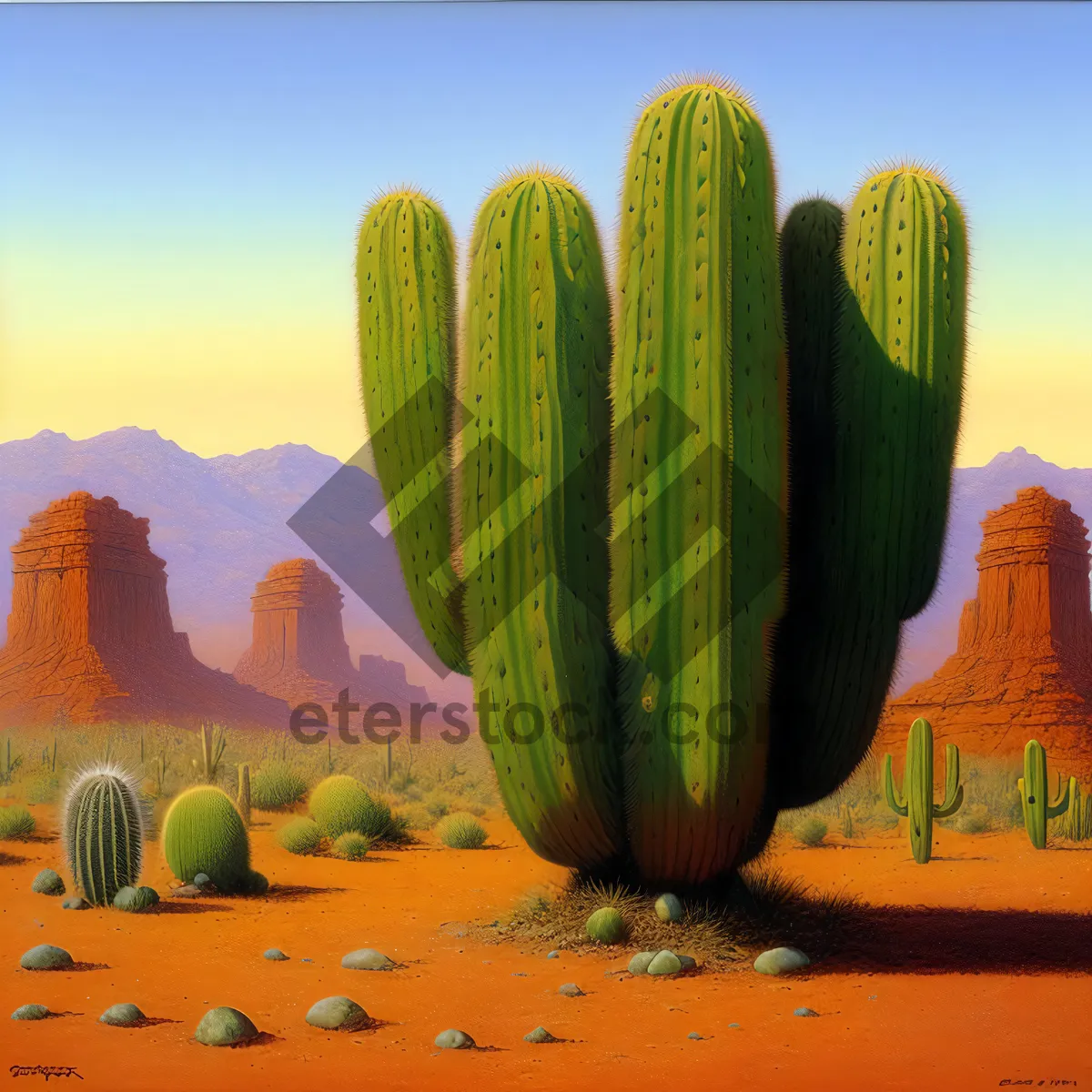 Picture of Saguaro desert landscape under clear sky