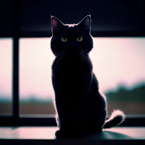 Curious Kitty on Windowsill: Adorable Feline Gazing Out