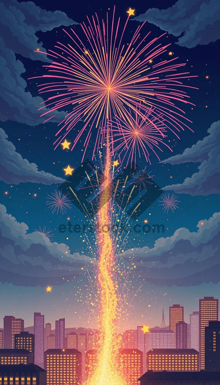 Picture of Colorful Firework Display in the Night Sky