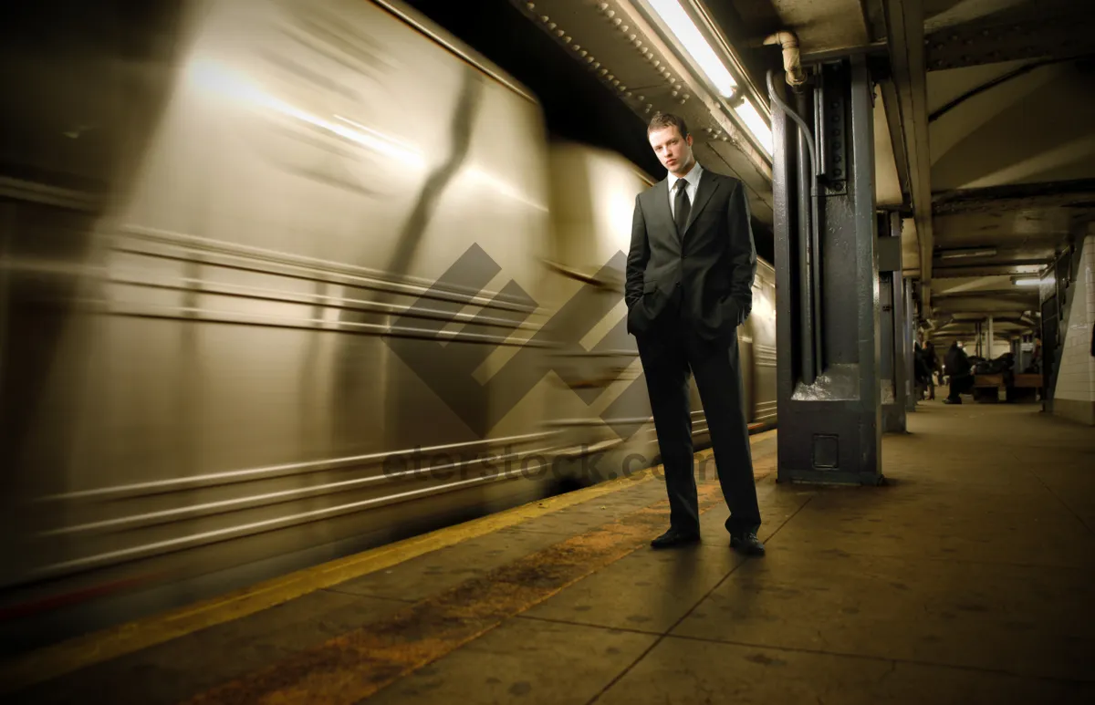 Picture of Modern city subway station with motion blur