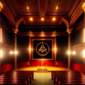 Old Church Hall with Elegant Theater Curtains