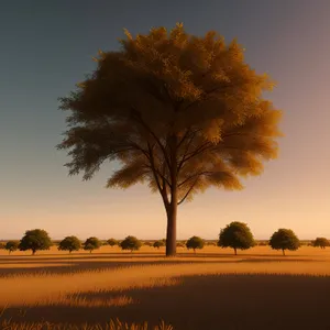 Golden Sunset over Rural Savanna Landscape