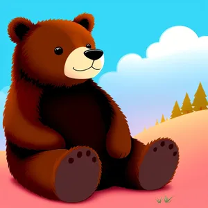 Cute Cartoon Boy with Teddy Bear