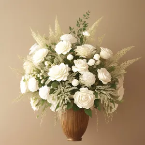 Blooming bridal wreath bouquet for spring wedding.