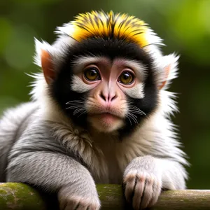 Cute Baby Macaque Monkey in Wild Jungle
