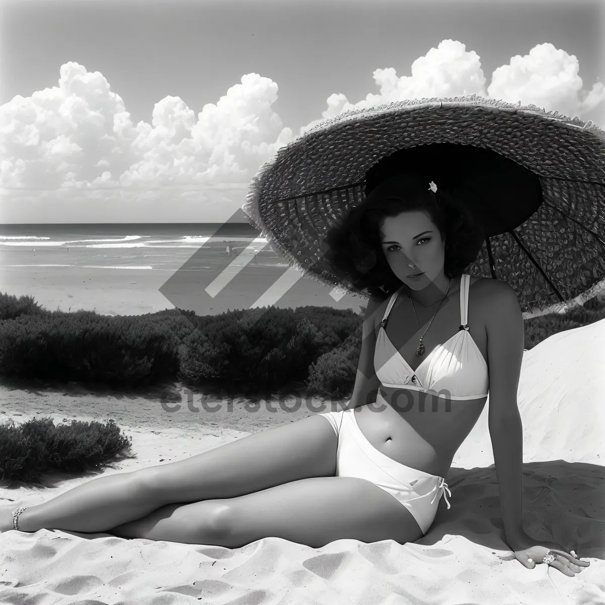 Picture of Stunning summer beach babe in stylish bikini