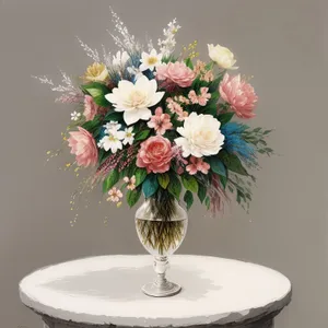 Romantic Wedding Bouquet in Glass Vase