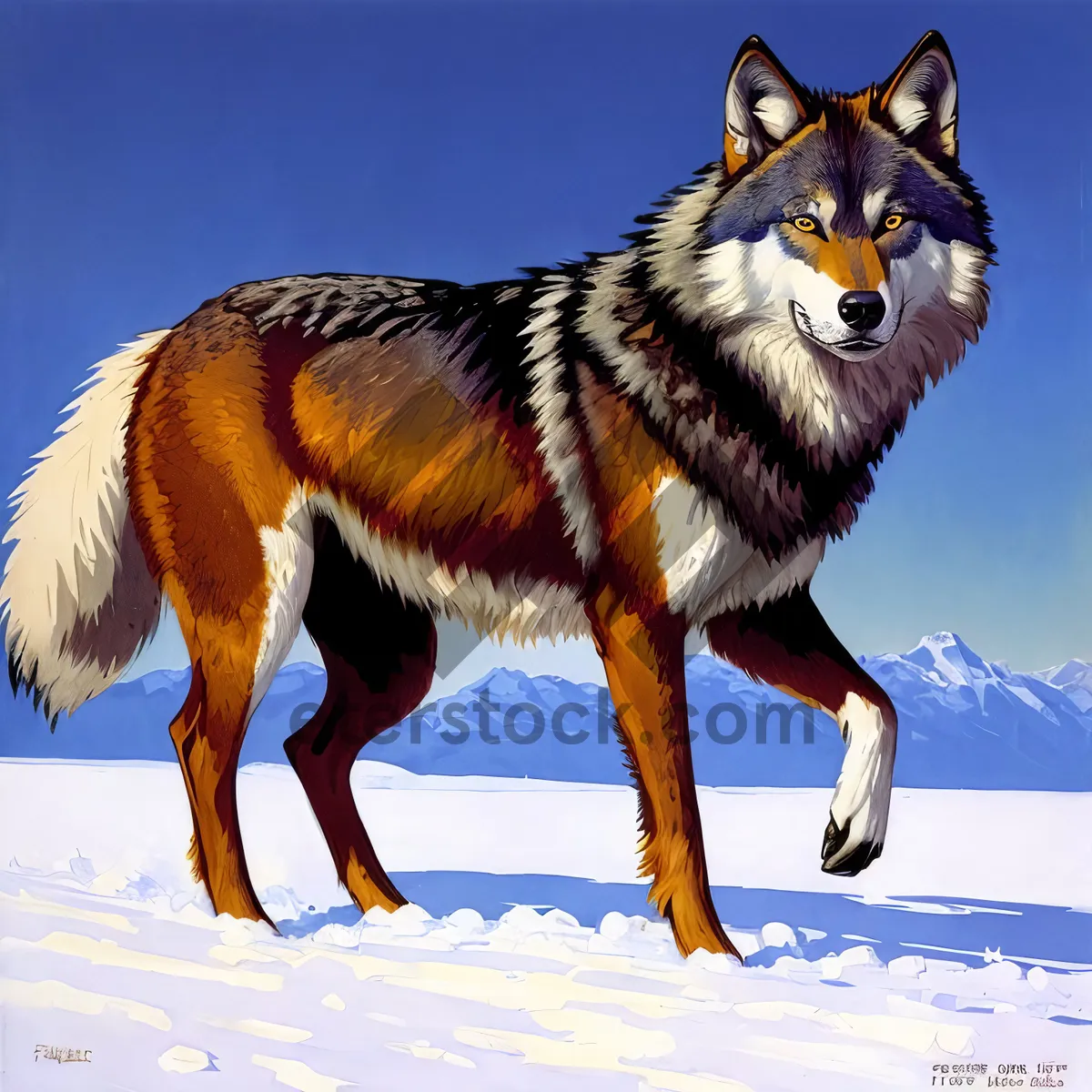 Picture of Majestic Timber Wolf in Snowy Wilderness