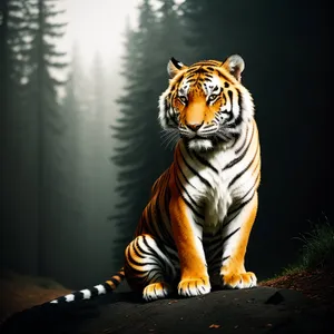Majestic Tiger in the Wild: Striped Feline Predator