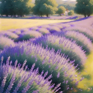 Serene Lavender Fields: A picturesque burst of rural purple blooms.