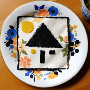 Furniture Plate with Ceramic Utensils on Tray