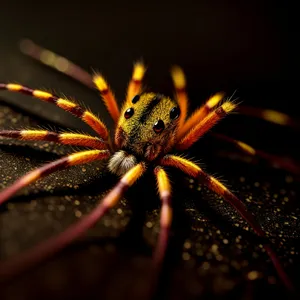 Festive Night Sky with Black Wolf Spider