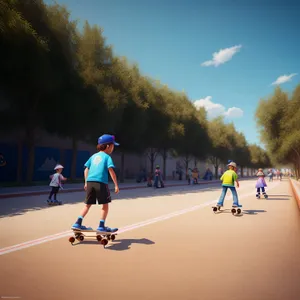 Skateboarding Man in Action: Competitive Athlete