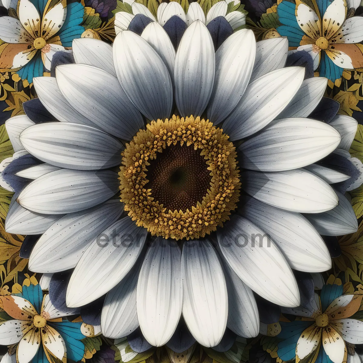 Picture of Bright yellow daisy closeup in garden