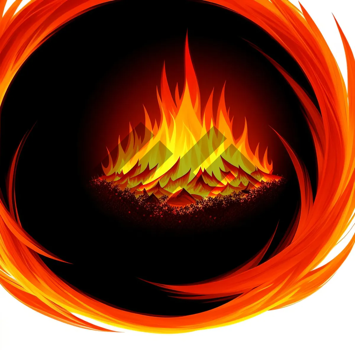 Picture of Blazing Heat: Vibrant Fire Graphic with Swirling Orange Flames