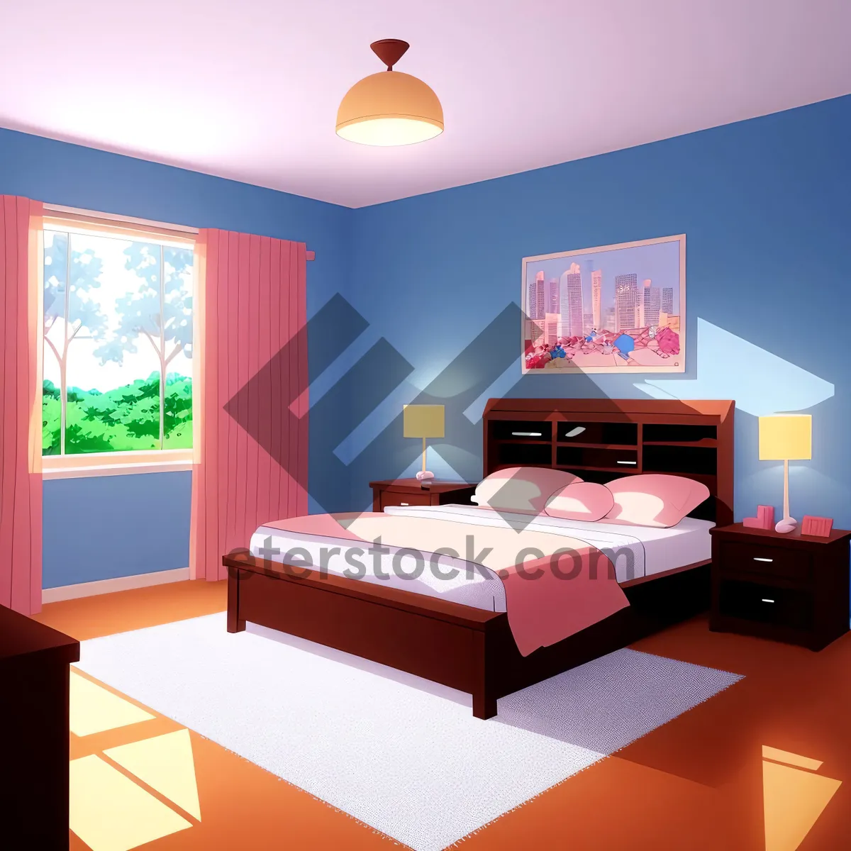 Picture of Modern Bedroom with Comfortable Furniture and Elegant Decor