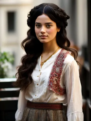 Smiling brunette fashion model with attractive expression