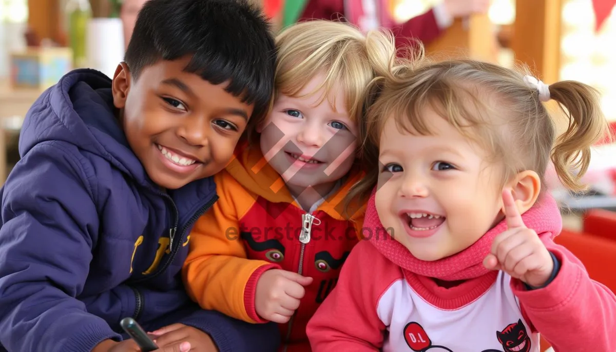 Picture of Happy kids smiling together in family portrait.